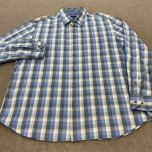 Tommy‎ Bahama Shirt Men's Large Silk Blend Plaid Stretch Long Sleeve Designer
